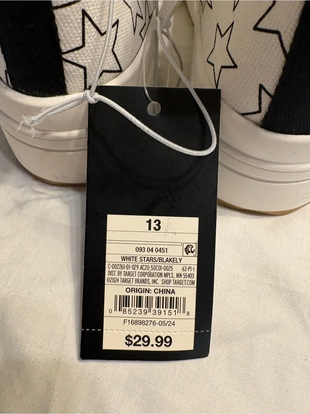 Kids High-Top Star Print Sneakers in White and Black